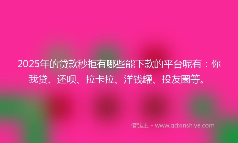 2025年的贷款秒拒有哪些能下款的平台呢有：你我贷、还呗、拉卡拉、洋钱罐、投友圈等。