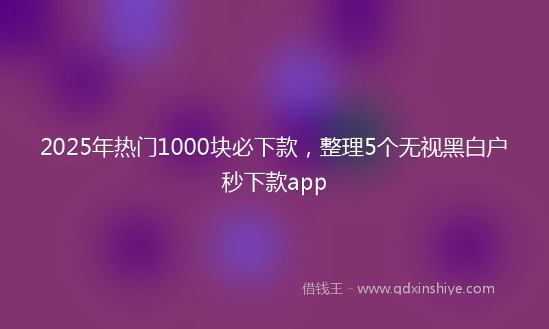 2025年热门1000块必下款，整理5个无视黑白户秒下款app