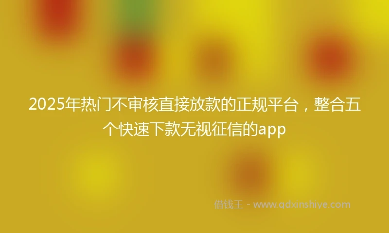 2025年热门不审核直接放款的正规平台，整合五个快速下款无视征信的app