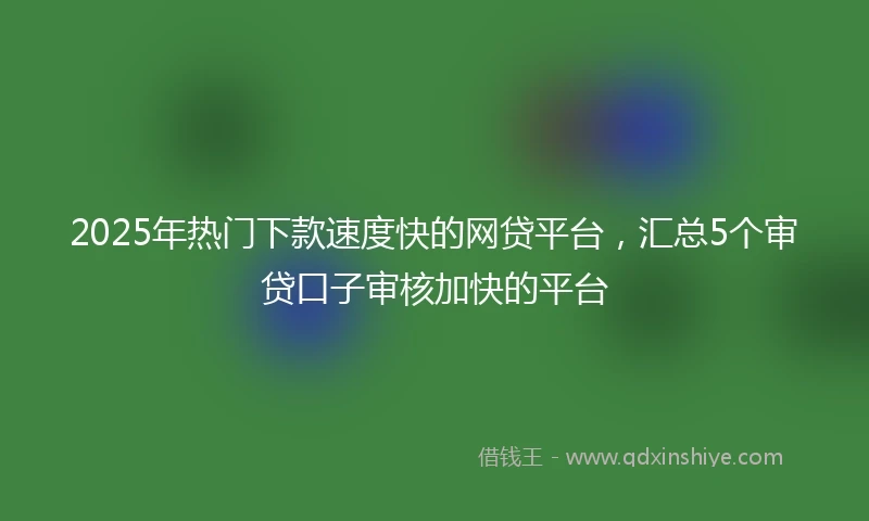 2025年热门下款速度快的网贷平台，汇总5个审贷口子审核加快的平台
