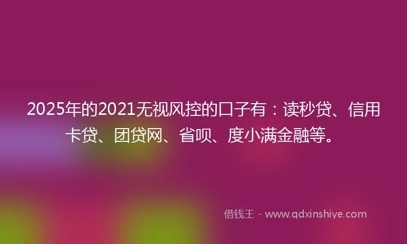 2025年的2021无视风控的口子有：读秒贷、信用卡贷、团贷网、省呗、度小满金融等。