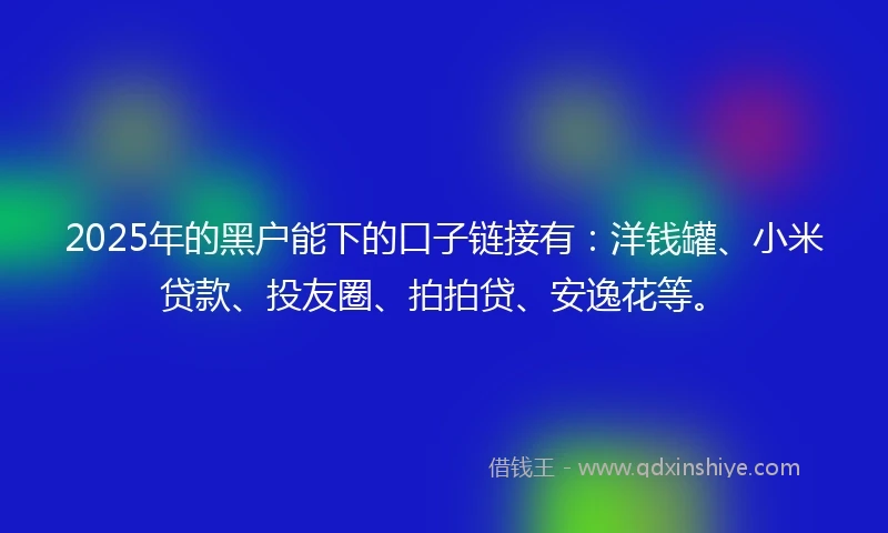 2025年的黑户能下的口子链接有：洋钱罐、小米贷款、投友圈、拍拍贷、安逸花等。