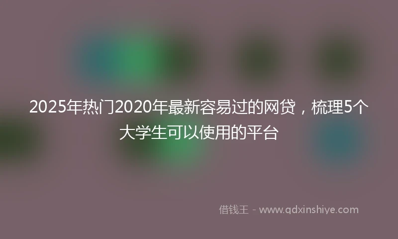 2025年热门2020年最新容易过的网贷，梳理5个大学生可以使用的平台