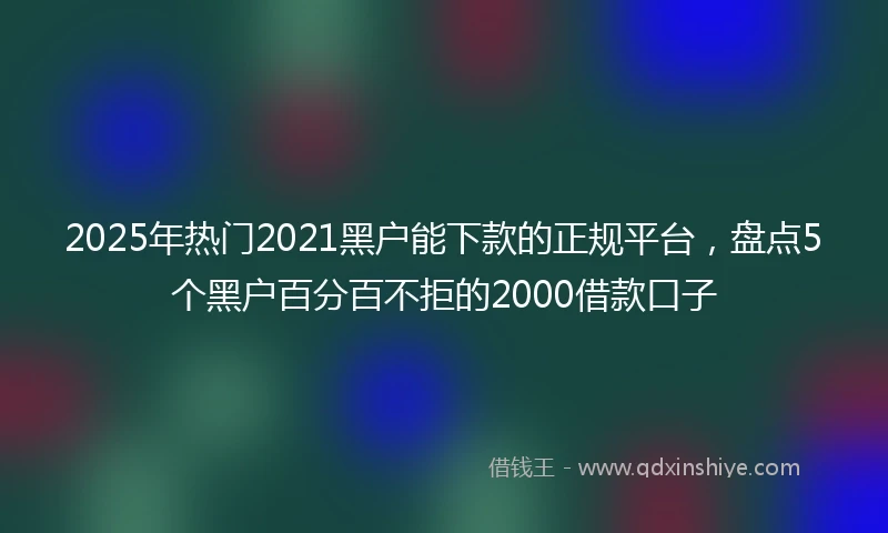 2025年热门2021黑户能下款的正规平台，盘点5个黑户百分百不拒的2000借款口子