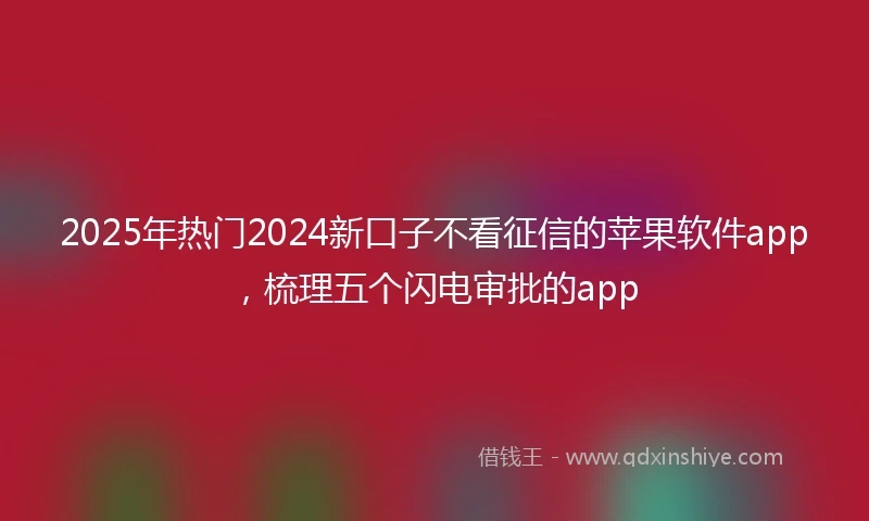 2025年热门2024新口子不看征信的苹果软件app，梳理五个闪电审批的app