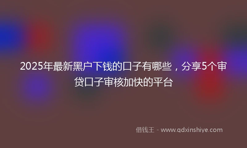 2025年最新黑户下钱的口子有哪些，分享5个审贷口子审核加快的平台