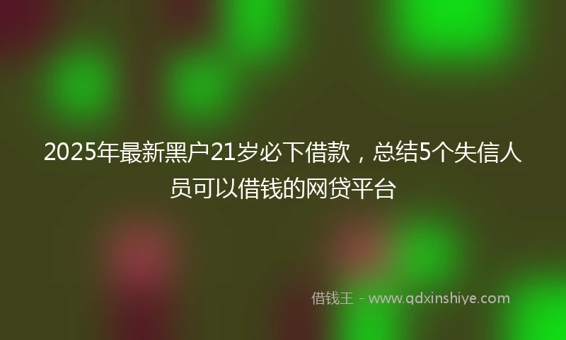 2025年最新黑户21岁必下借款，总结5个失信人员可以借钱的网贷平台