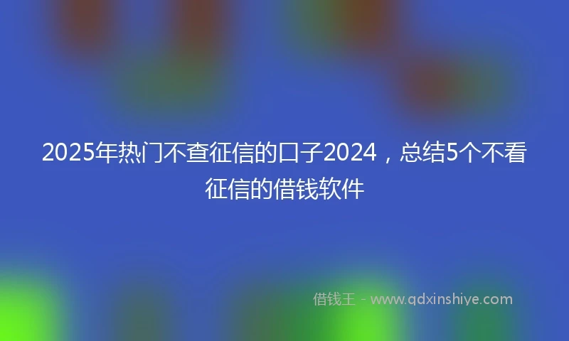 2025年热门不查征信的口子2024，总结5个不看征信的借钱软件
