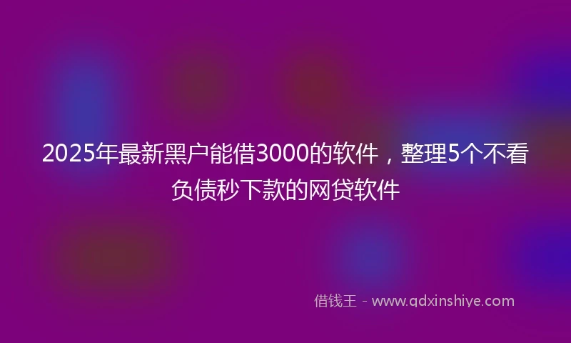 2025年最新黑户能借3000的软件，整理5个不看负债秒下款的网贷软件