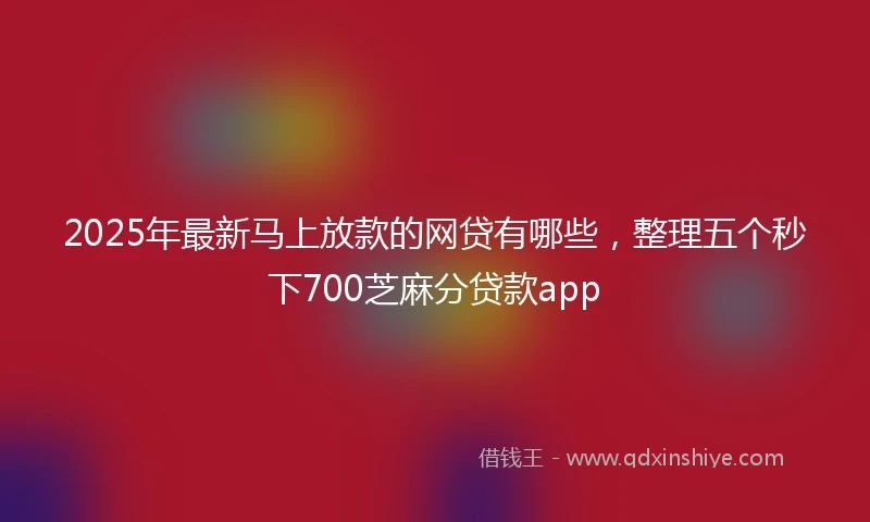 2025年最新马上放款的网贷有哪些，整理五个秒下700芝麻分贷款app
