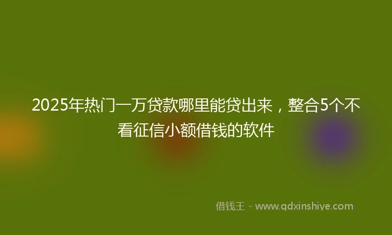 2025年热门一万贷款哪里能贷出来，整合5个不看征信小额借钱的软件