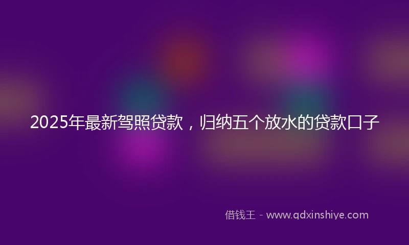 2025年最新驾照贷款，归纳五个放水的贷款口子