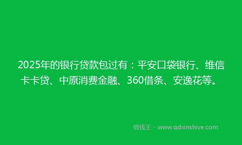 2025年的银行贷款包过有：平安口袋银行、维信卡卡贷、中原消费金融、360借条、安逸花等。