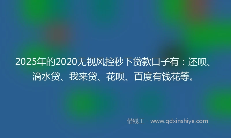 2025年的2020无视风控秒下贷款口子有：还呗、滴水贷、我来贷、花呗、百度有钱花等。