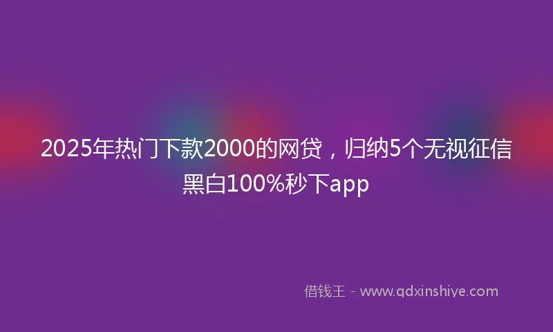 2025年热门下款2000的网贷，归纳5个无视征信黑白100%秒下app