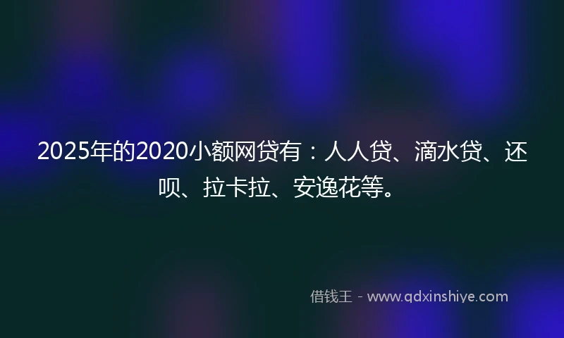 2025年的2020小额网贷有：人人贷、滴水贷、还呗、拉卡拉、安逸花等。
