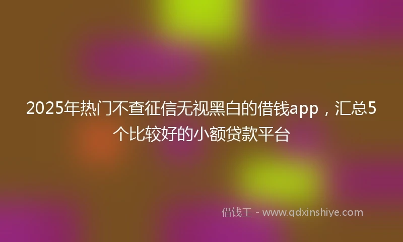 2025年热门不查征信无视黑白的借钱app，汇总5个比较好的小额贷款平台
