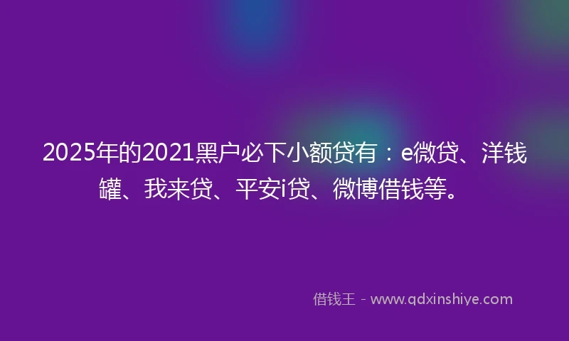 2025年的2021黑户必下小额贷有：e微贷、洋钱罐、我来贷、平安i贷、微博借钱等。
