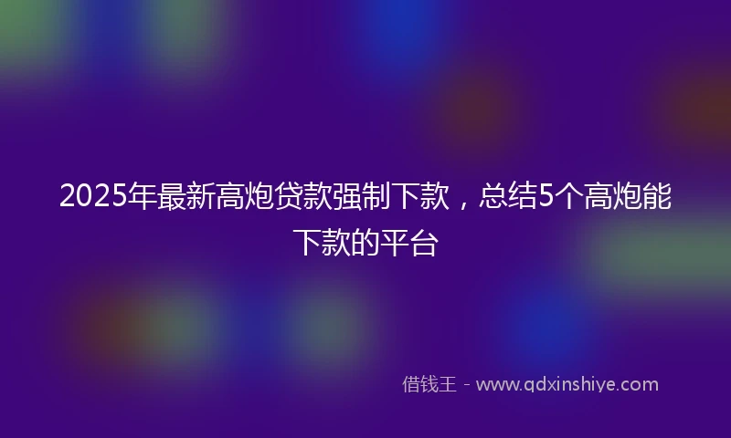 2025年最新高炮贷款强制下款，总结5个高炮能下款的平台