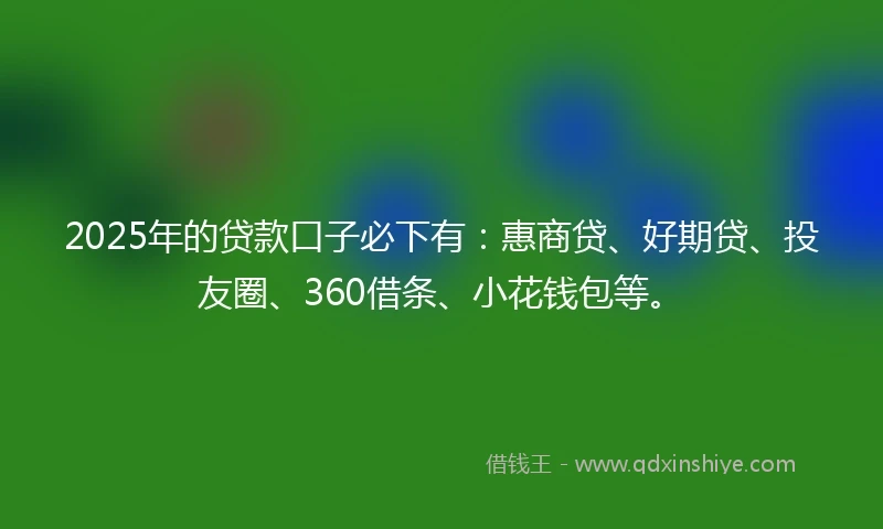 2025年的贷款口子必下有：惠商贷、好期贷、投友圈、360借条、小花钱包等。