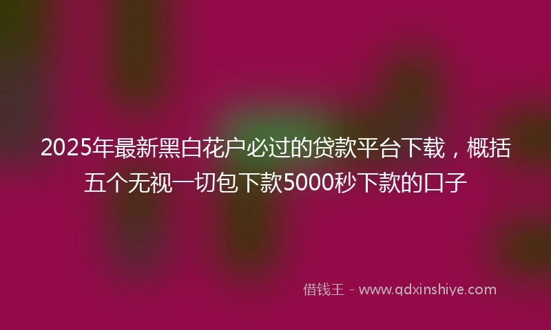 2025年最新黑白花户必过的贷款平台下载，概括五个无视一切包下款5000秒下款的口子