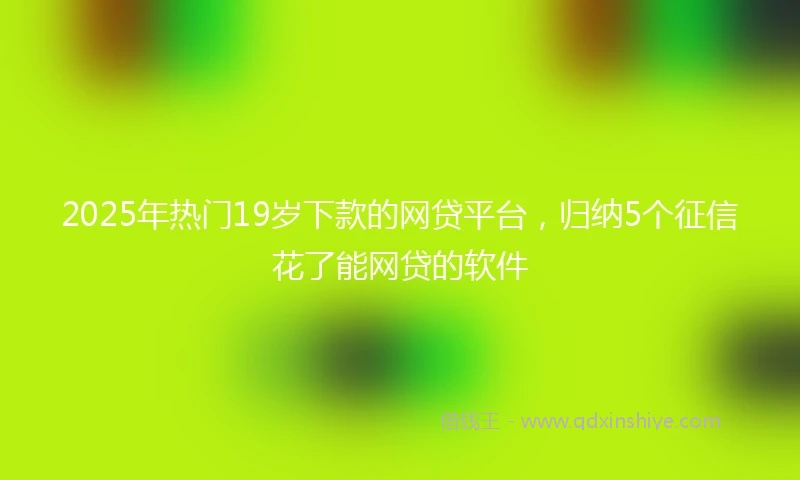 2025年热门19岁下款的网贷平台，归纳5个征信花了能网贷的软件