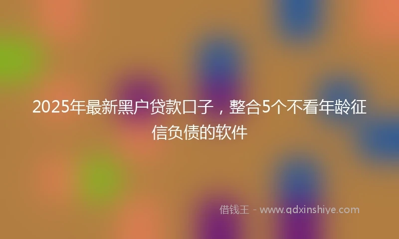 2025年最新黑户贷款口子，整合5个不看年龄征信负债的软件