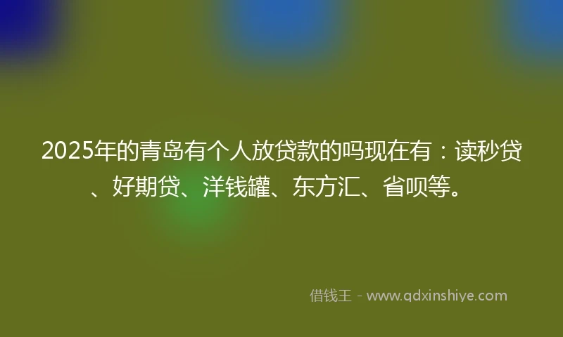 2025年的青岛有个人放贷款的吗现在有：读秒贷、好期贷、洋钱罐、东方汇、省呗等。