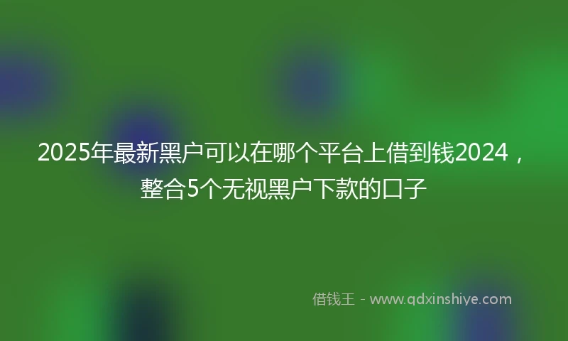 2025年最新黑户可以在哪个平台上借到钱2024，整合5个无视黑户下款的口子
