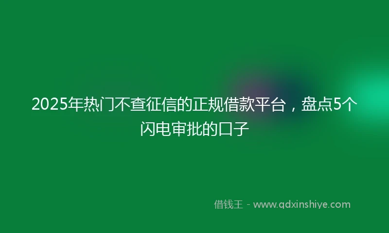 2025年热门不查征信的正规借款平台，盘点5个闪电审批的口子