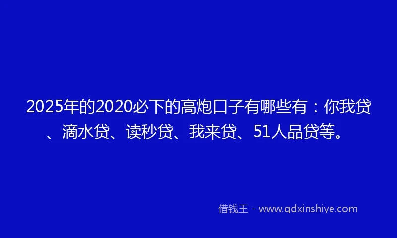 2025年的2020必下的高炮口子有哪些有：你我贷、滴水贷、读秒贷、我来贷、51人品贷等。