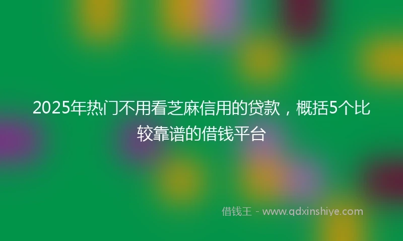 2025年热门不用看芝麻信用的贷款，概括5个比较靠谱的借钱平台