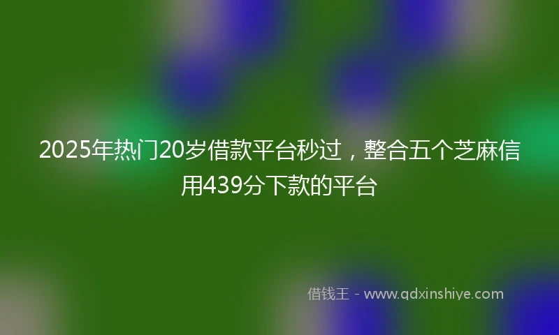 2025年热门20岁借款平台秒过，整合五个芝麻信用439分下款的平台