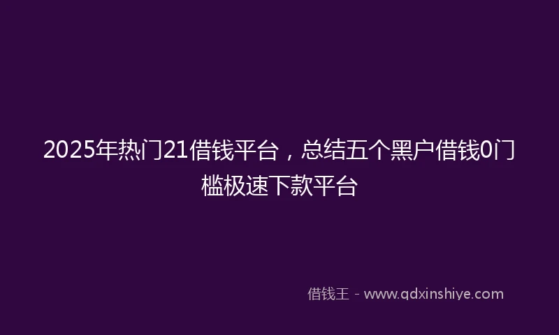 2025年热门21借钱平台，总结五个黑户借钱0门槛极速下款平台