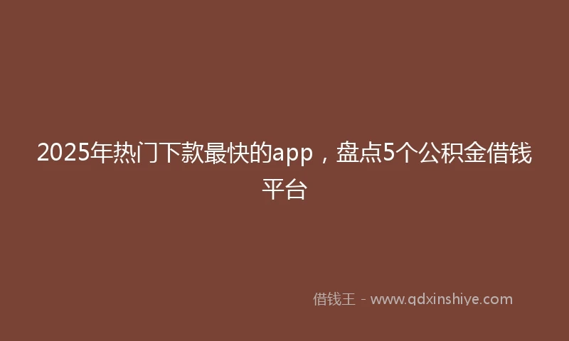 2025年热门下款最快的app，盘点5个公积金借钱平台