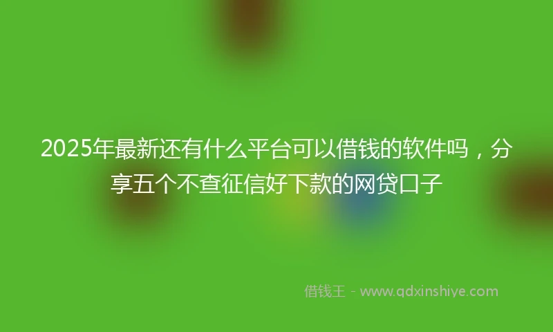 2025年最新还有什么平台可以借钱的软件吗，分享五个不查征信好下款的网贷口子