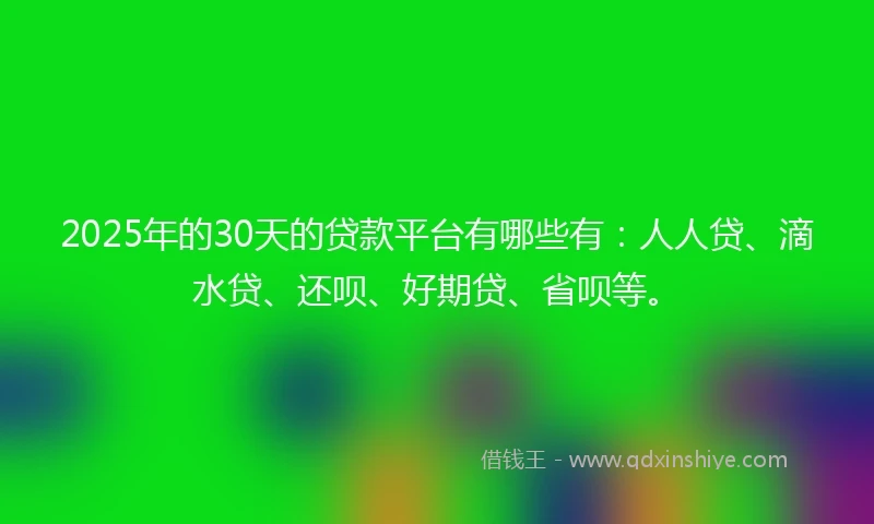 2025年的30天的贷款平台有哪些有：人人贷、滴水贷、还呗、好期贷、省呗等。