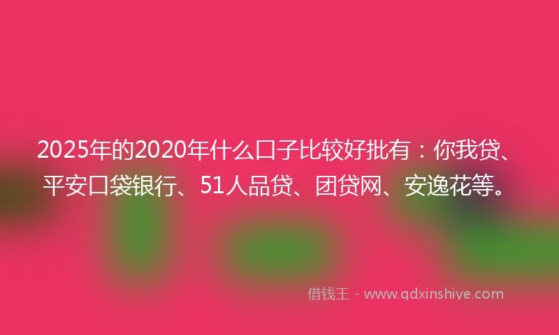 2025年的2020年什么口子比较好批有：你我贷、平安口袋银行、51人品贷、团贷网、安逸花等。