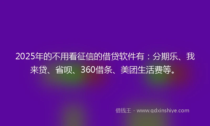 2025年的不用看征信的借贷软件有：分期乐、我来贷、省呗、360借条、美团生活费等。
