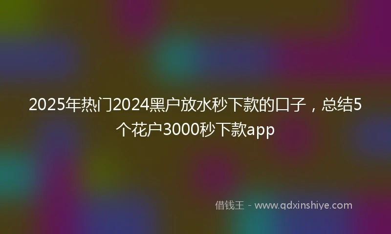 2025年热门2024黑户放水秒下款的口子，总结5个花户3000秒下款app