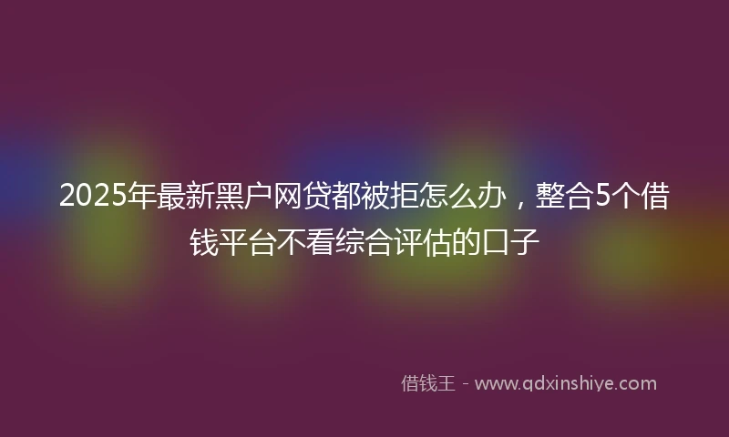2025年最新黑户网贷都被拒怎么办，整合5个借钱平台不看综合评估的口子
