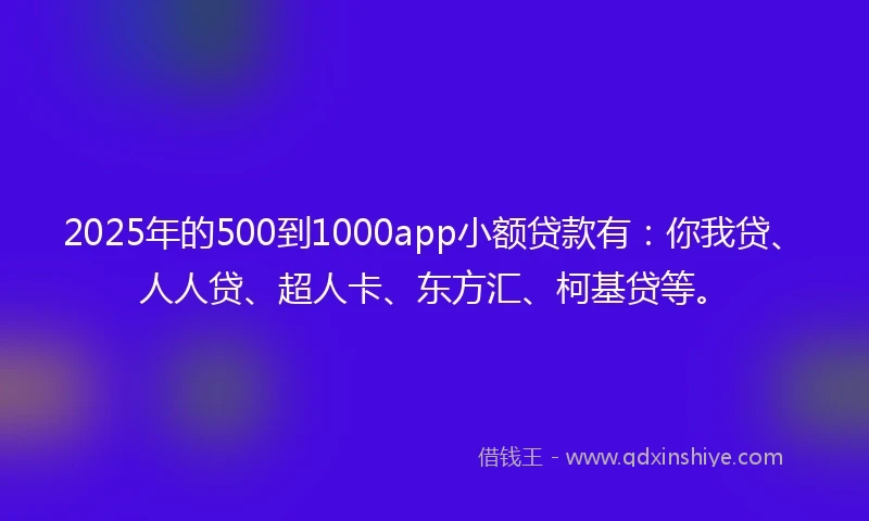 2025年的500到1000app小额贷款有：你我贷、人人贷、超人卡、东方汇、柯基贷等。