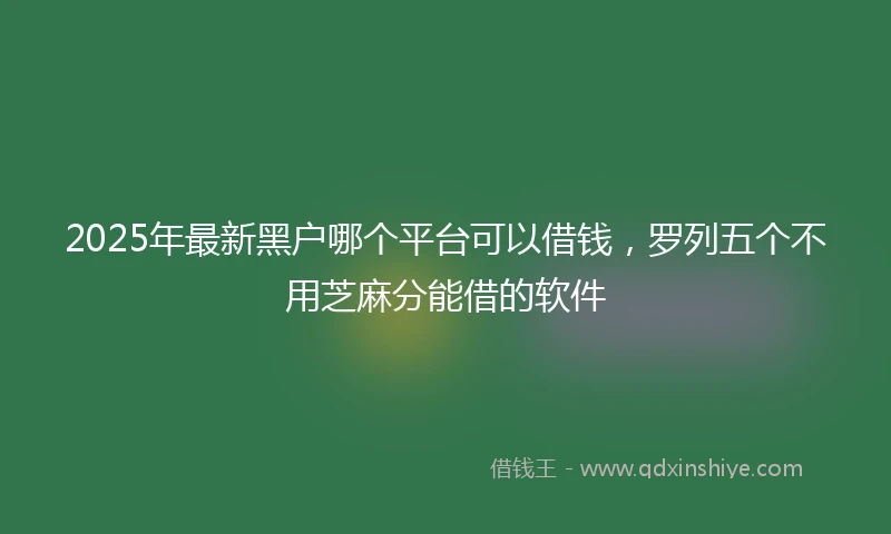 2025年最新黑户哪个平台可以借钱，罗列五个不用芝麻分能借的软件