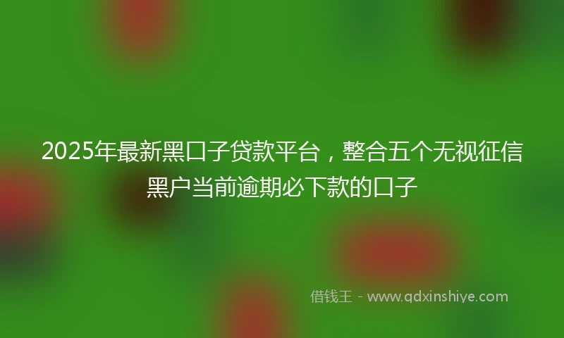2025年最新黑口子贷款平台，整合五个无视征信黑户当前逾期必下款的口子