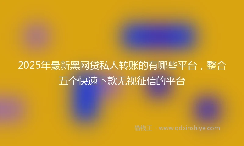 2025年最新黑网贷私人转账的有哪些平台，整合五个快速下款无视征信的平台