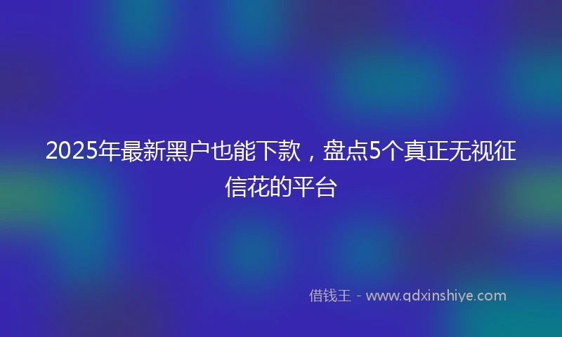2025年最新黑户也能下款，盘点5个真正无视征信花的平台
