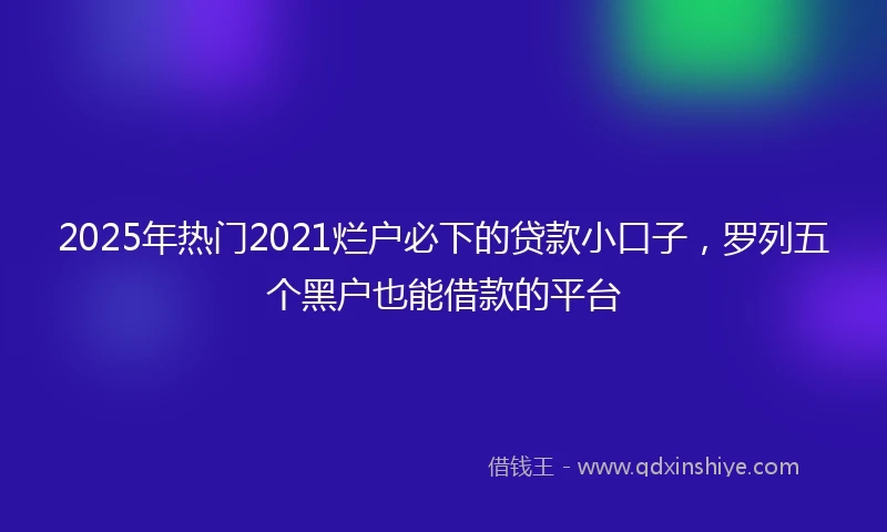 2025年热门2021烂户必下的贷款小口子，罗列五个黑户也能借款的平台