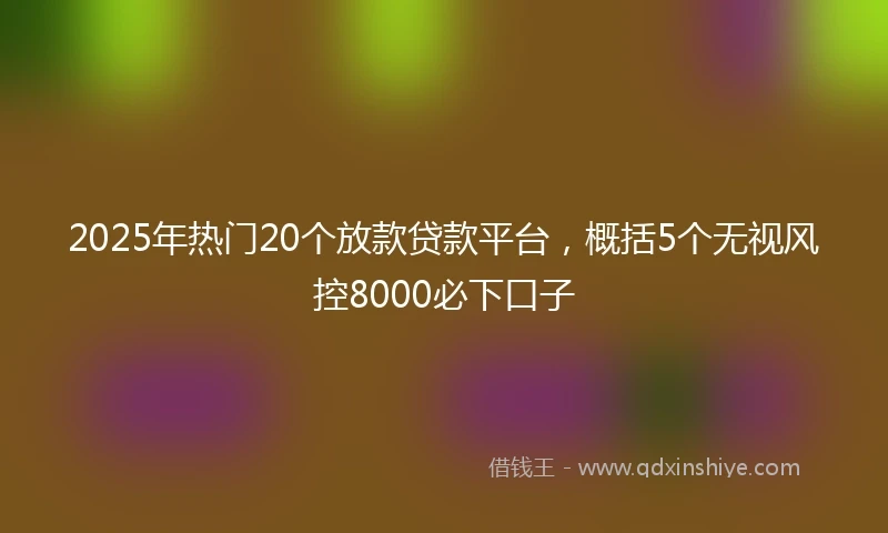 2025年热门20个放款贷款平台，概括5个无视风控8000必下口子