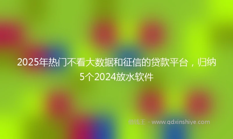 2025年热门不看大数据和征信的贷款平台，归纳5个2024放水软件