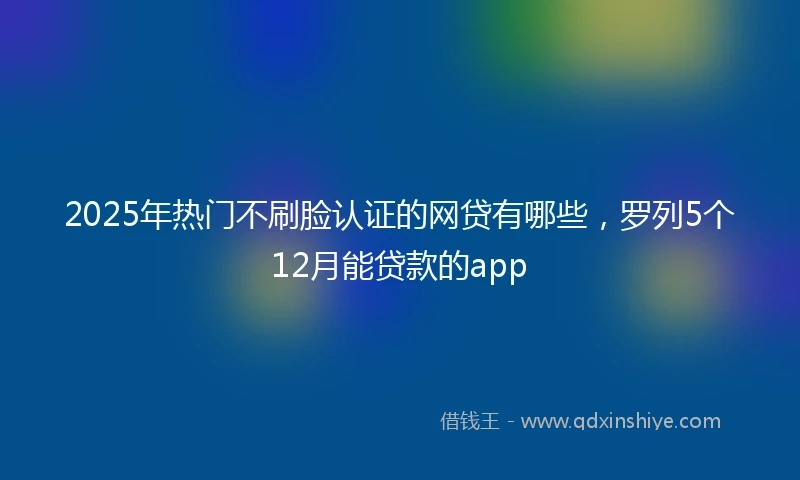 2025年热门不刷脸认证的网贷有哪些，罗列5个12月能贷款的app